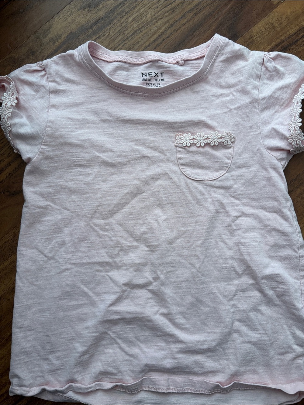 next Pale Pink Tee with Daisy Trim